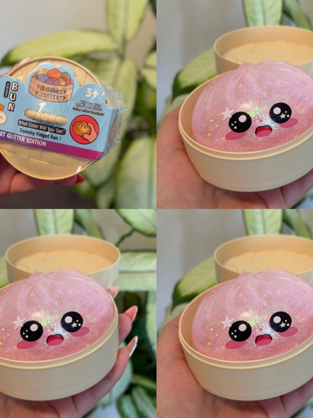 Random color  Glitter Squishy Slime Bun 1pc